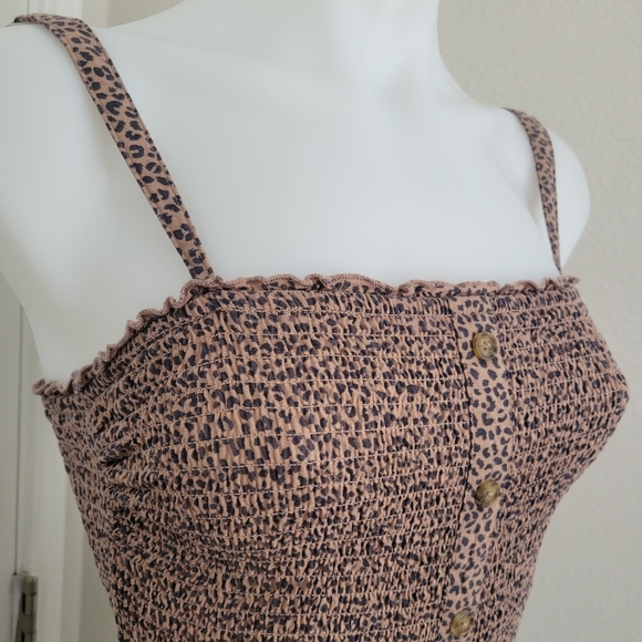 Abercrombie & Fitch Leopard Cinch Top Jumpsuit M EUC Ankle Wide Leg Lightweight - Picture 4 of 16